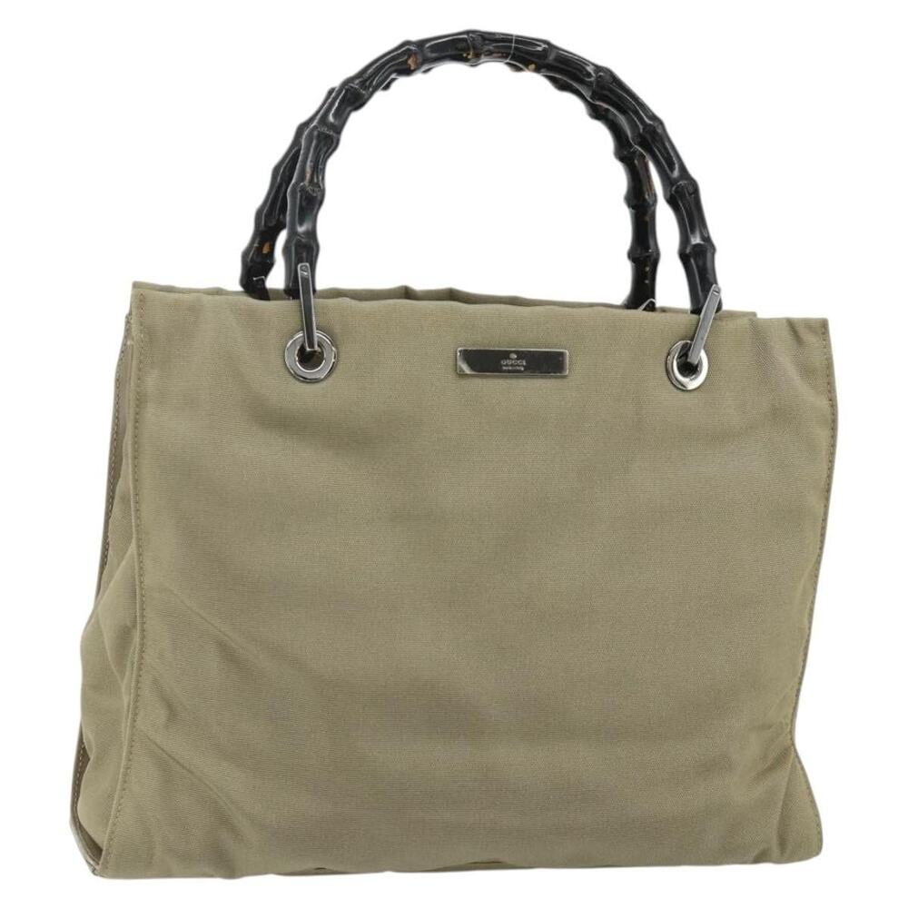 Gucci Bamboo Nylon Handbag Beige